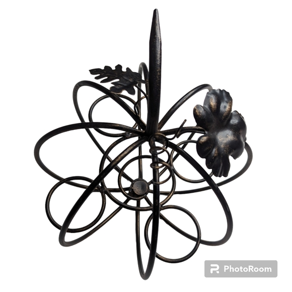 Pumpkin Candle Holder Decorative Metal Sculpture Black Bronze Fall Harvest Decor - Picture 9 of 12